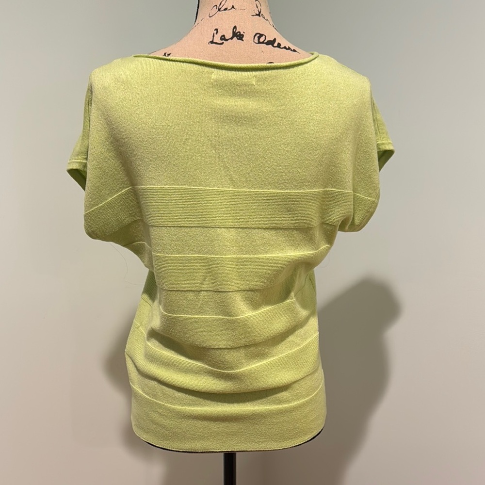 Pink Clover size small light Lime Green Striped Knit Top - Picture 4 of 5